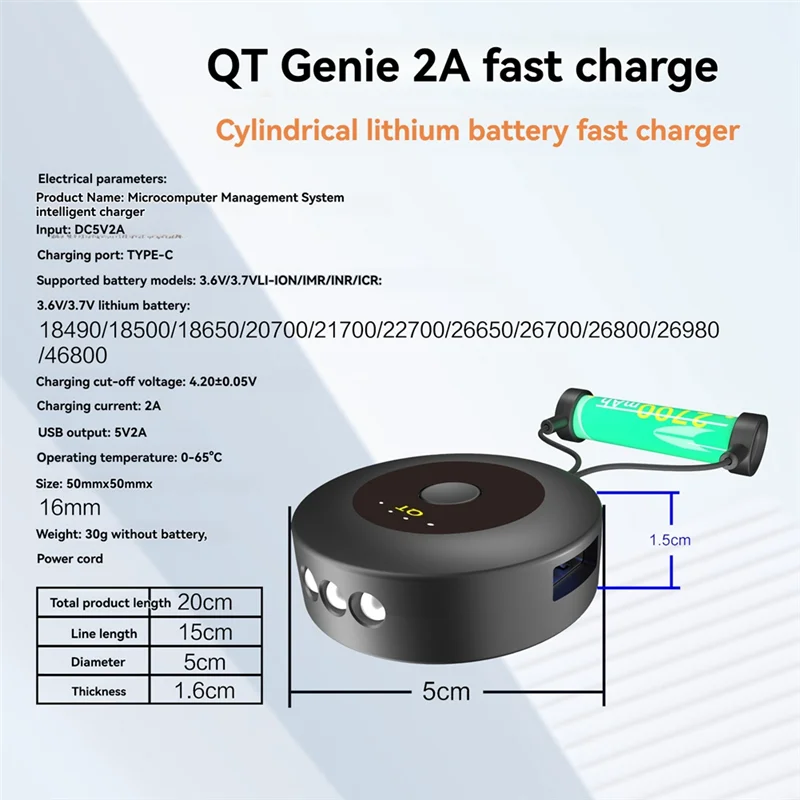 AA60-Li- 18650/20700/21700/26650/26700/26800/26980/46800 3.6V/3.7V 리튬 배터리용 배터리 충전기