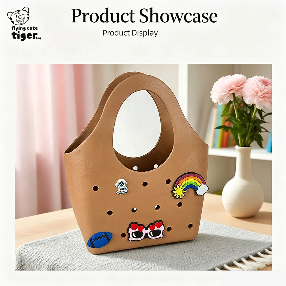 Handbag 2 New Models Eva Cross-Border Handbag for Women, Simple DIY Beach Bag, Hole-In-The-Wall Bag, Fashionable Dopamine Color Beach Bag