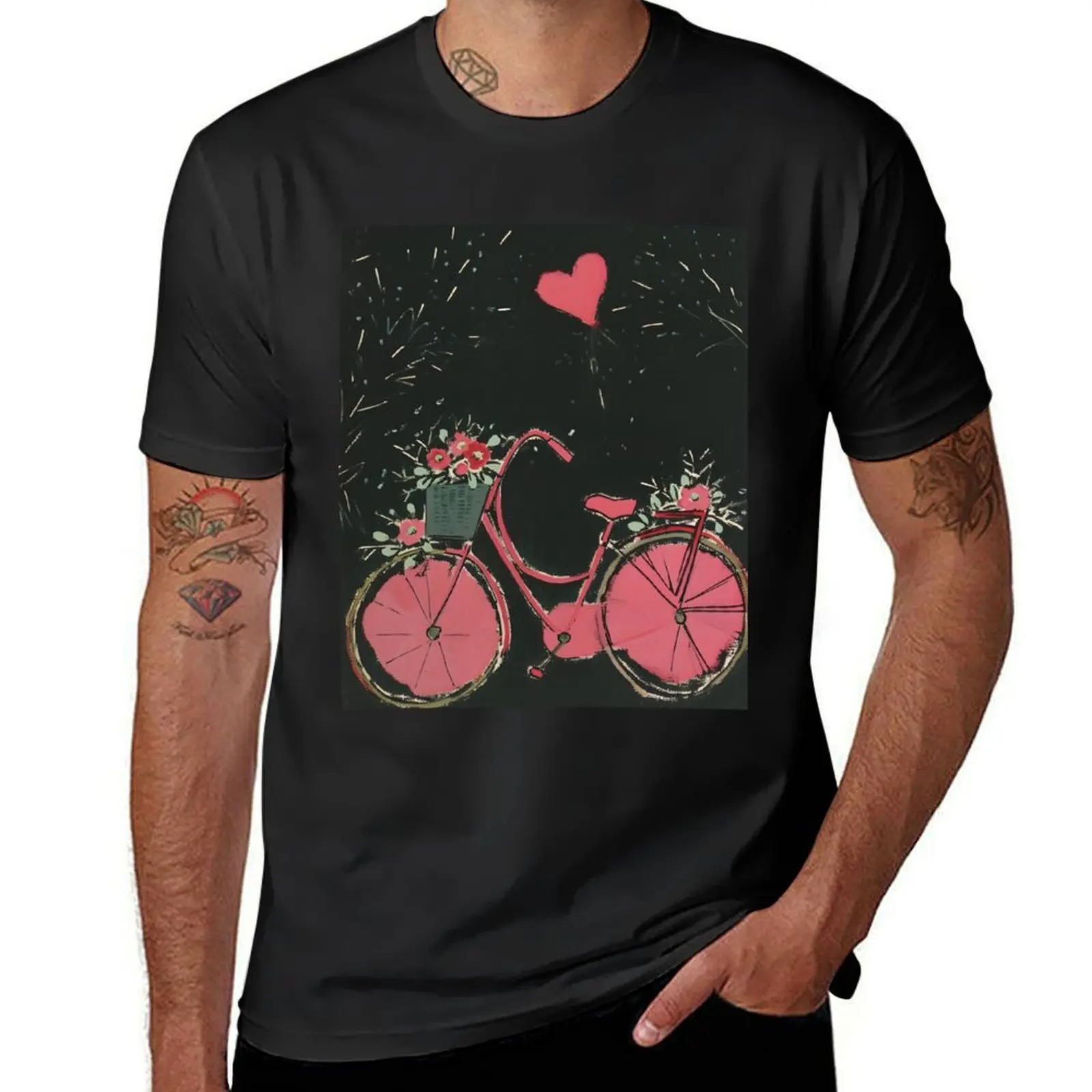 Parisian Love Affair in Full Bloom- Fauvist Symphony on Two Wheels, A Vivid Journey through the Streets of Romance T-Shirt