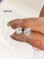 0.5ct-2ct D Color Certified Moissanite Stud Earrings Lab Created Diamond 925 Sterling Silver Gold Plated Wedding Jewelry