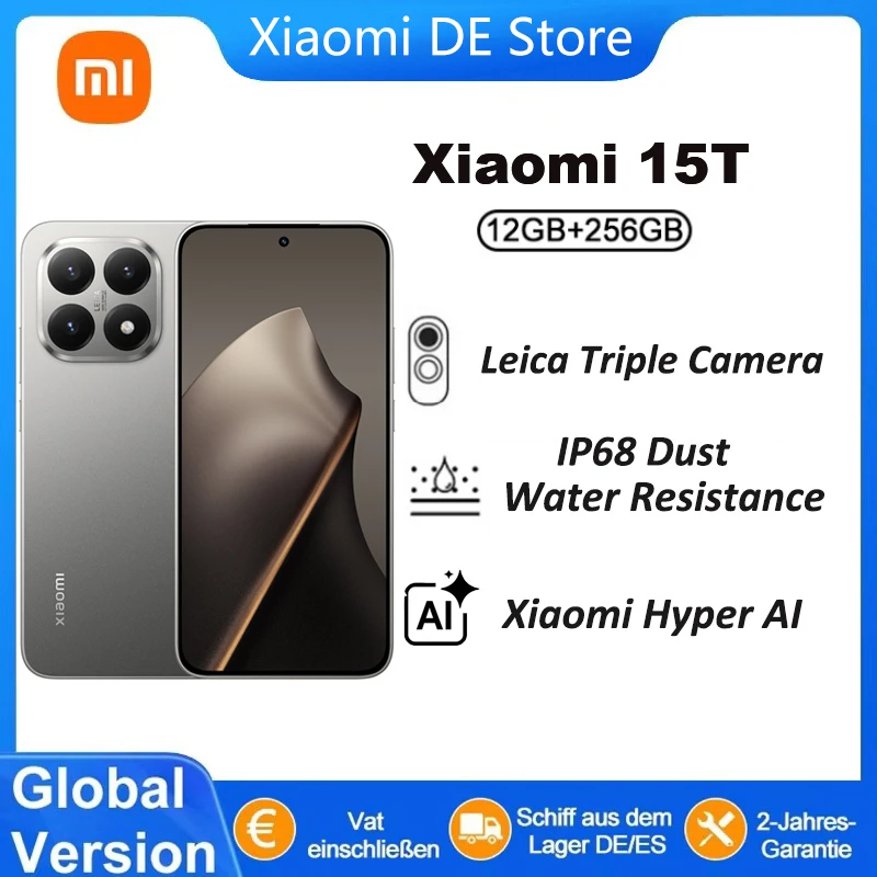 Versión Global Xiaomi 15T 12GB 256GB Teléfonos Móviles Cámara Triple Leica Ecosistema de IA Asistente Creativo Pantalla Inmersiva de 6.83 « 9