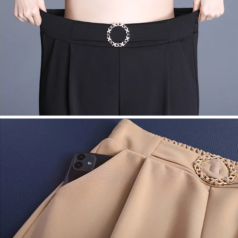 Celana Harem kasual putih mode celana wanita tipis longgar musim panas pantalon ukuran besar 4xl celana panjang pergelangan kaki kerja kantor pinggang tinggi