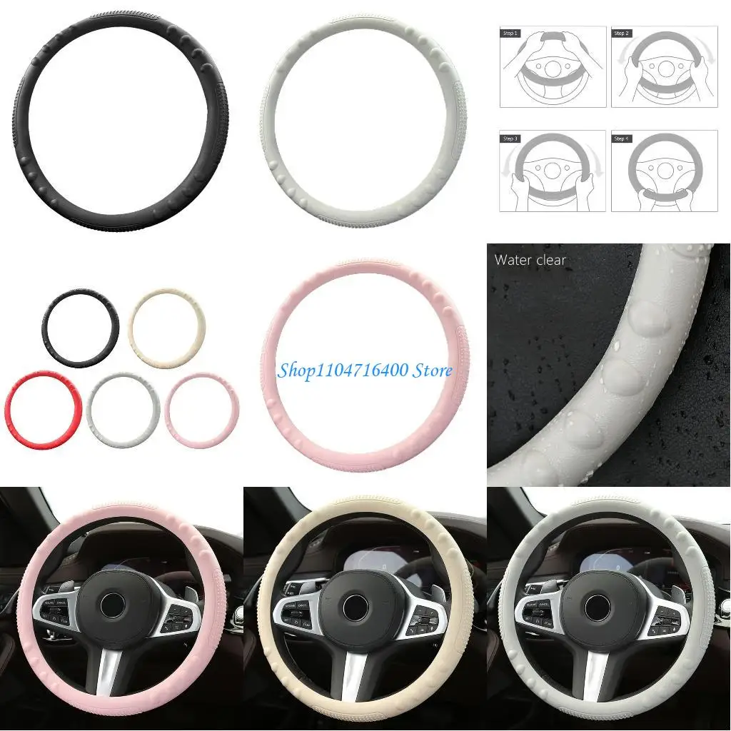 

y1gd Steering Wheel Cover Ultra-thin Rubber Cover Interior Accessories No Installation Tools Needed Protectors
