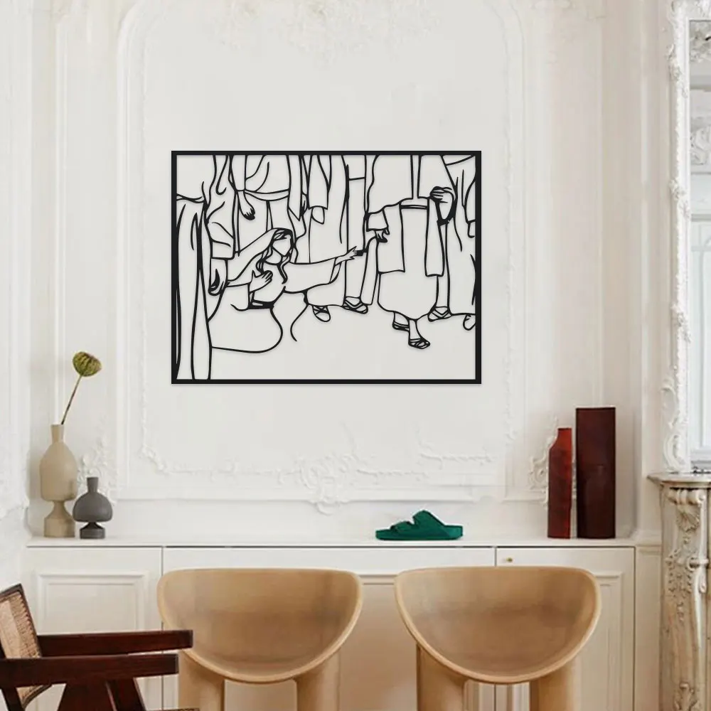 2D Last Supper Metal Wall Art - Christian Boho Decor, Apostles Line Art for Home & Religious Spaces, Perfect Gift, Wall Decor
