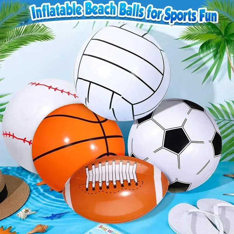 Inflatable Beach Ball Football Baseball Rugby Basketball Swimming Pool Toy Balloon Summer Sports Gift for Kids view 6