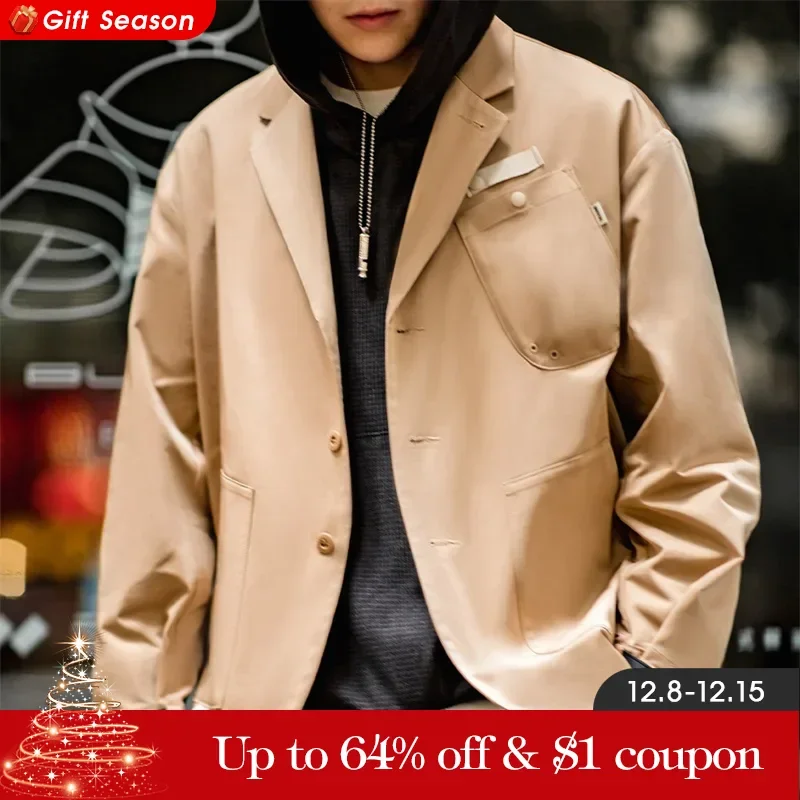 Maden American Vintage Heavyweight Cotton Lapel Jackets for Men Amekaji Multi-pocket Outerwears Male Short Parkas Windbreak Coat