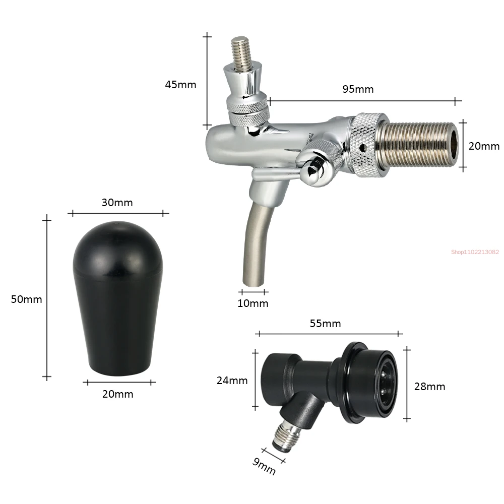 Imagem -06 - Long Stem Home Brew Keg com Ball Lock Beer Tap Fluxos Ajustáveis Chrome Projecto Desconectar Fluxos g5 Shank