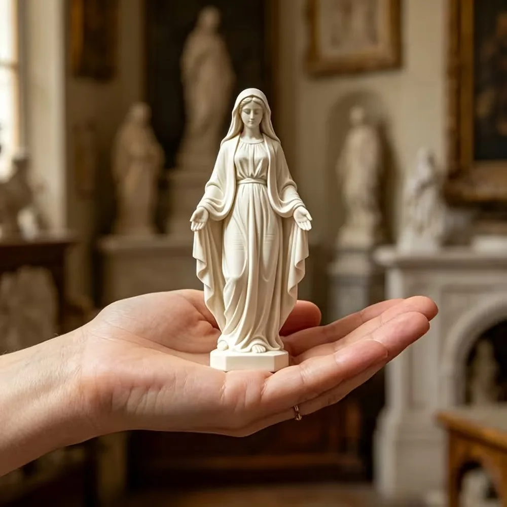 3D Printed Mini Virgin Mary Figurine Plastic Minimalist Blessed Mother Decor Statue Faith Artistic Blessed Mother Ornament