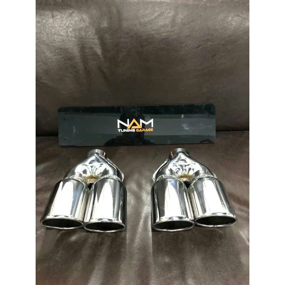 1pcs 90mm Universal Double Exhaust Tip Exhaust System End Pipe Stainless Steel Car Exhaust Pipe Double Tip Professional