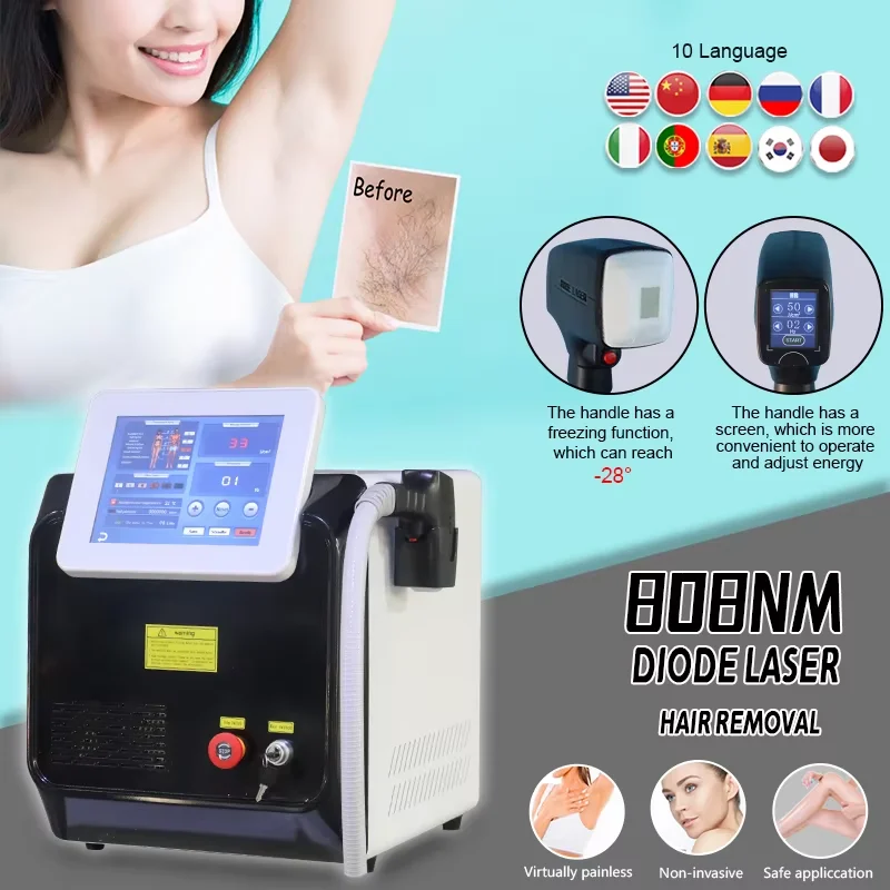 ADG Double screen system Ice Titanium 1064 755 808nm Diode Laser Hair Removal Machine handle with screen for all skin tones