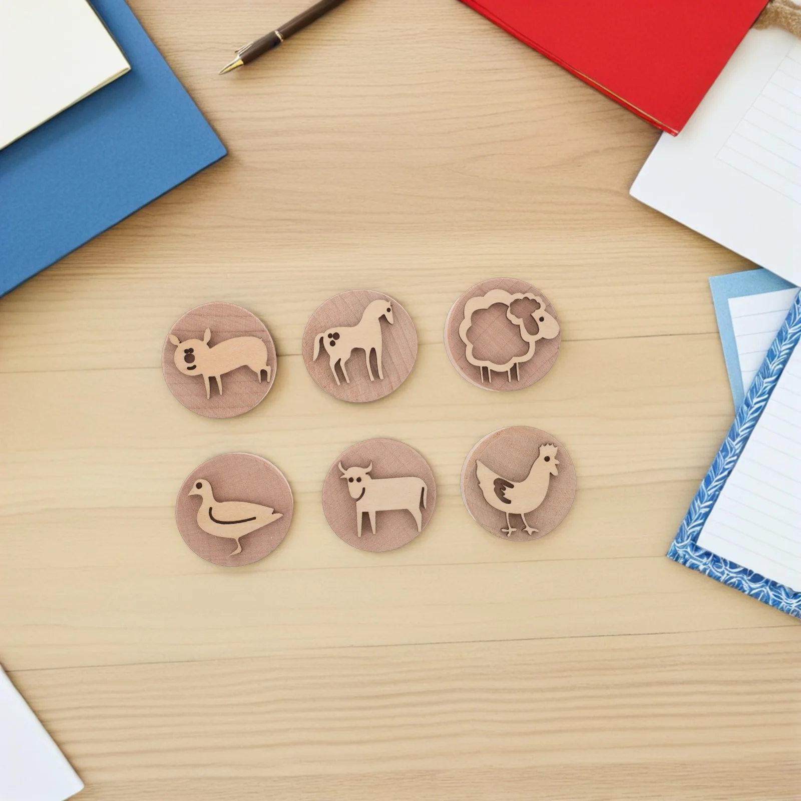 1 مجموعة أطفال الخشب الطين Stamps الحيوان Stampers طفل التعلم أداة الحرفية أطقم لمرحلة ما قبل المدرسة لوازم الفن لطيف الحيوان ختم