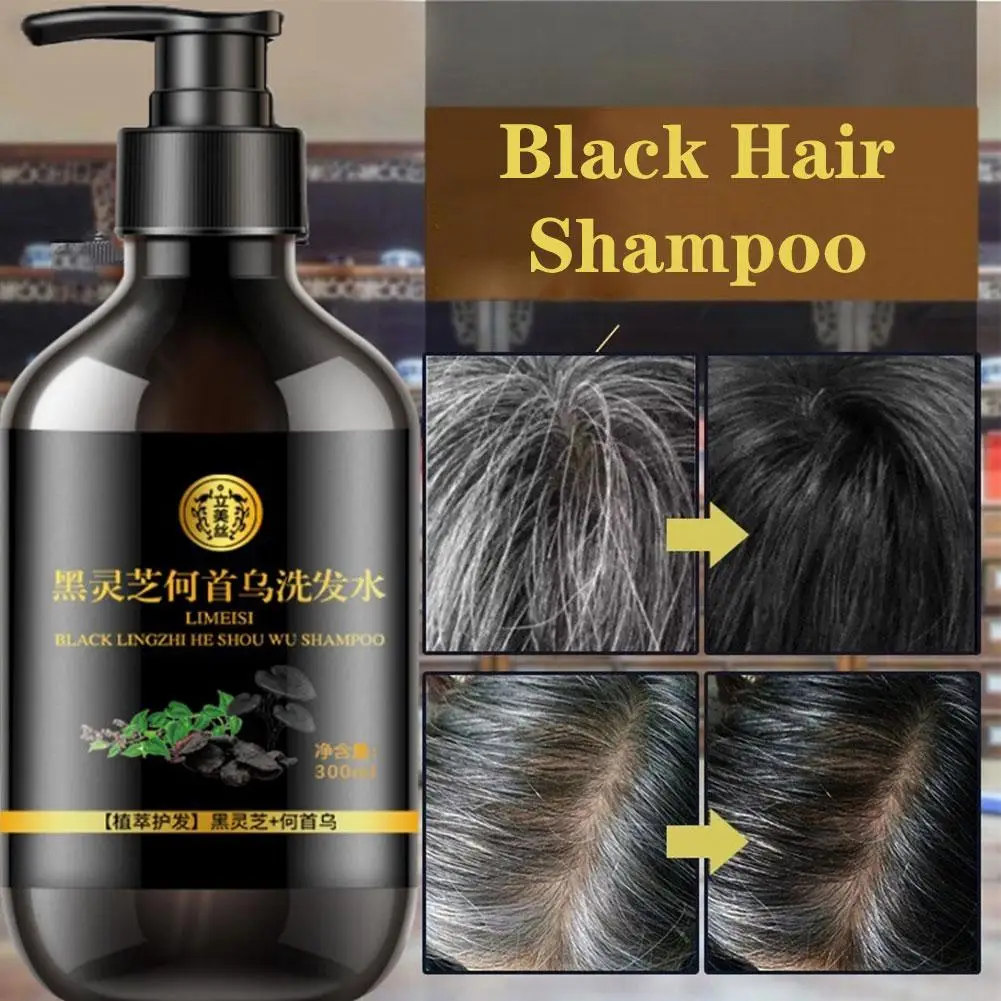 Shampooing colorant pour cheveux 3 en 1, 300ml, colorant pour chevelure, colorant instantané, gris à noir, polygonum multithorum, couverture naturelle pour femmes