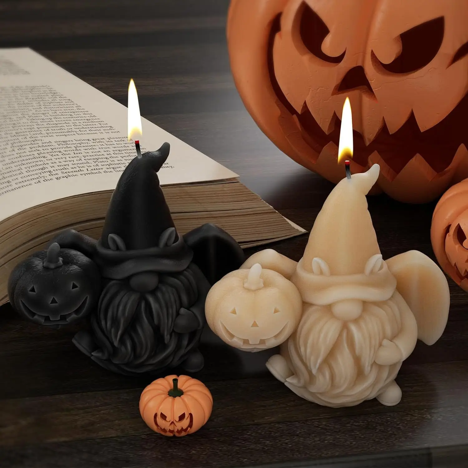 3D Faceless Dwarf Candle Silicone Molds DIY Wings Devil Hug Pumpkin Aromatherapy Wax Mold Soap Resin Casting Tool Halloween Gift