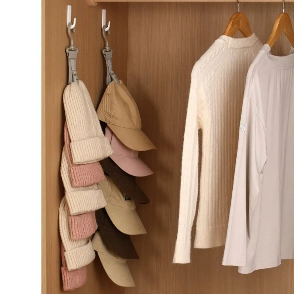 

Caps Rack Hanging Hat Rack Vertical with 8 Clips Golf Caps Stand Rotating Hook Space-Saving Caps Storage Hanger Door