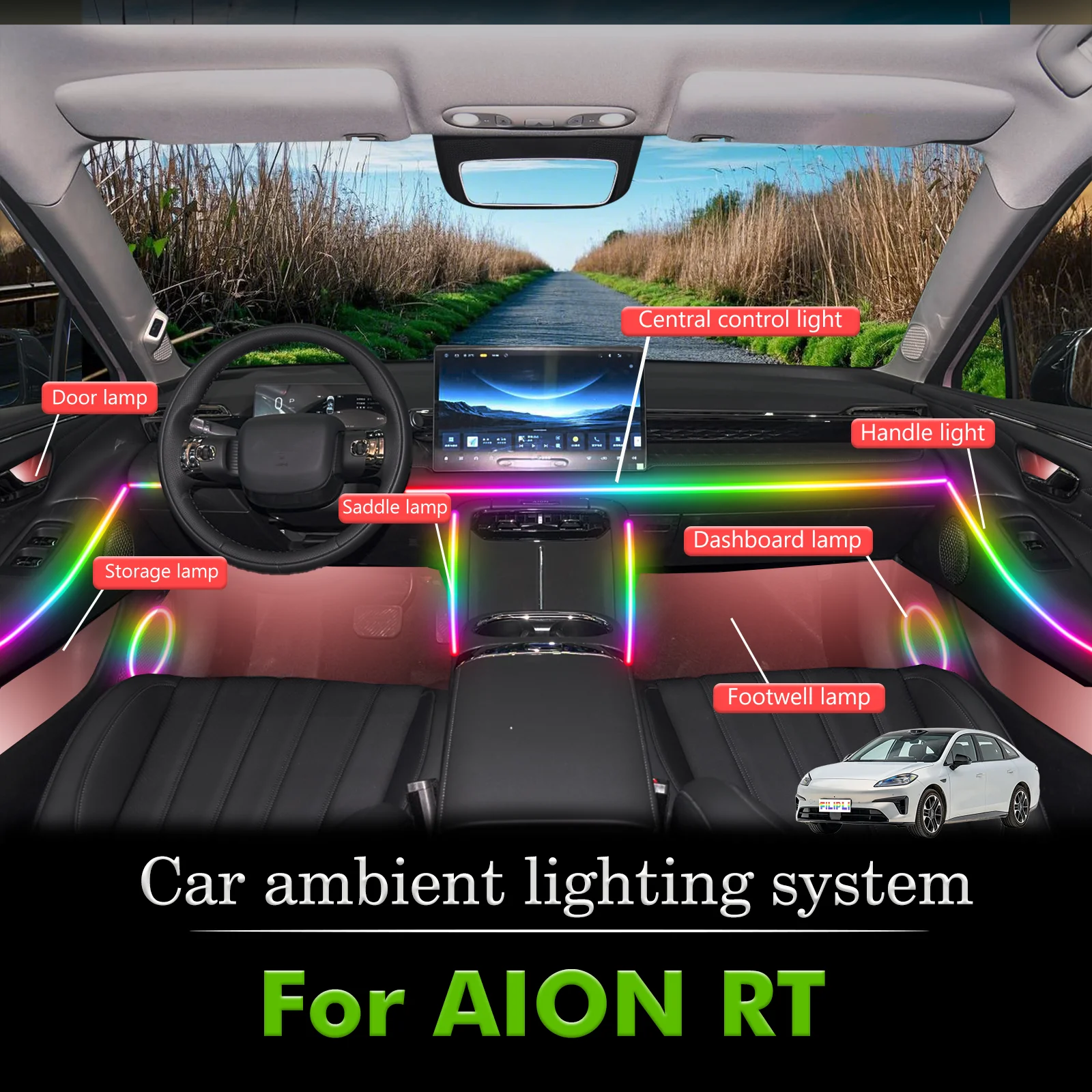 

For ALON RT Smart Remote Control RGB 64 Colors LED Car Interior Ambient Light Energy Saving Efficient Lamp Kit