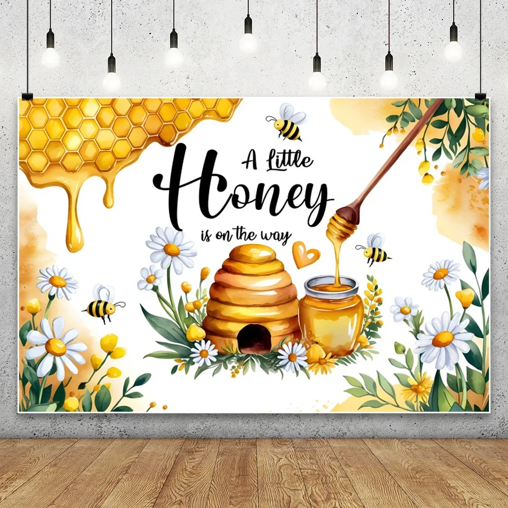 Baby Shower Newborn Party Sweet Bee Honeycomb Photography Background Beautiful Daisies Sunflower for Portrait Photocall Backdrop