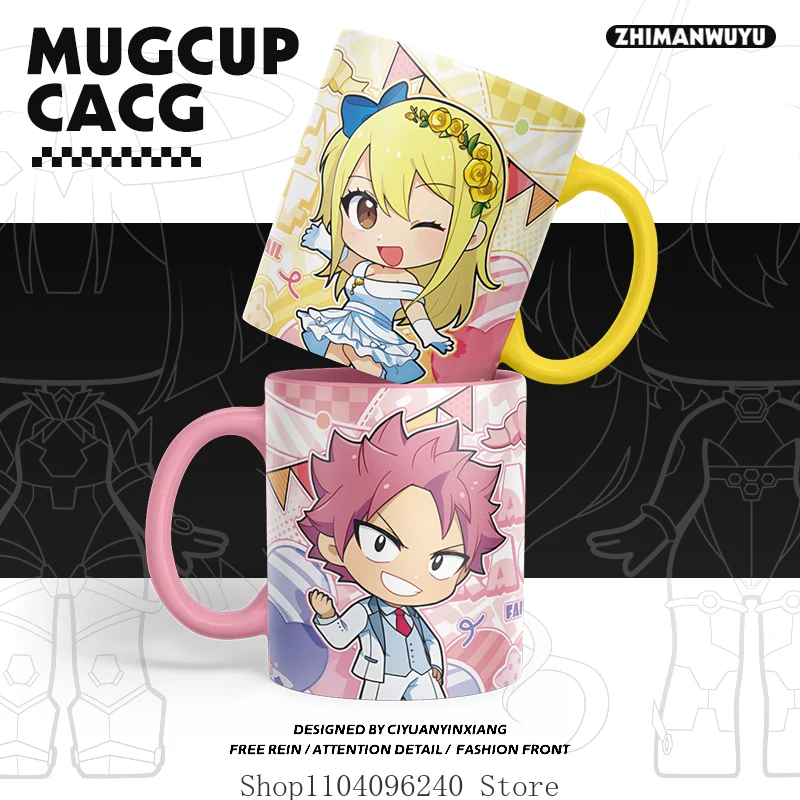 Image of Fairy Tail Erza Scarlet Lucy Heartfilia Thema Mode Cartoon Keramik Kaffeetasse Tasse Cosplay Wassertasse Niedliches Studentengeschenk