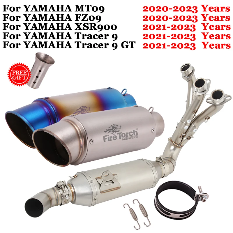 

For YAMAHA MT09 MT-09 FZ09 XSR900 Tracer 9 GT MT FZ 09 2020 - 2023 Motorcycle Exhaust System Front Link Pipe Muffler DB Killer