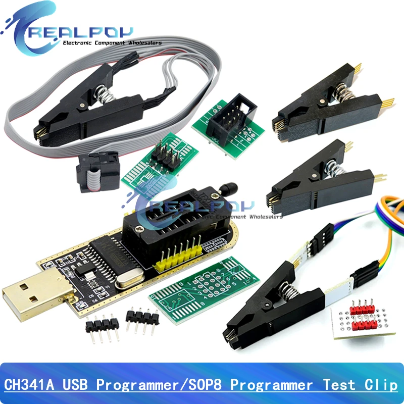 CH341A / CH341B 24 25 Seria EEPROM Flash BIOS Moduł programatora USB SOIC8 SOP8 Klips testowy do EEPROM 93CXX / 25CXX / 24CXX KIT