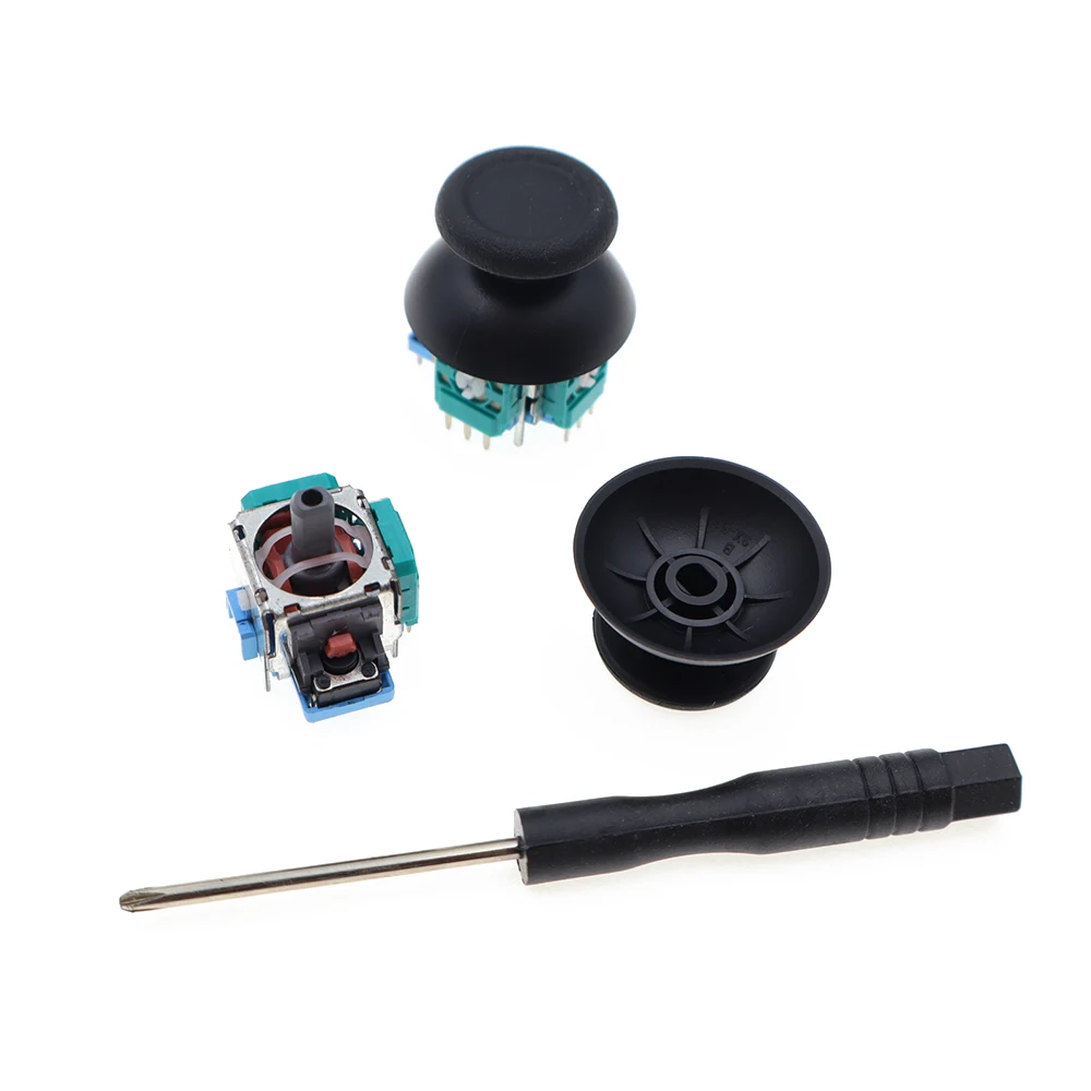 مقياس الجهد التناظري ثلاثي الأبعاد لوحدة تحكم ألعاب بلاي ستيشن 4 PS4 مع أغطية عصا التحكم ومجموعة مفك البراغي #6