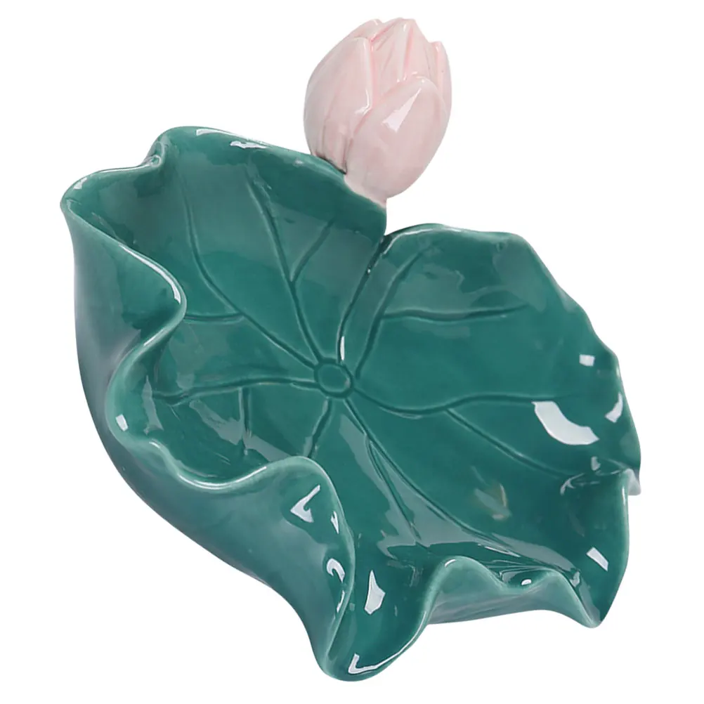 

RV Bathroom Soap Dish Ceramic Lotus Leaf Design Self draining Tray Waterfall Sink Bathrooms Shower Saver Holder