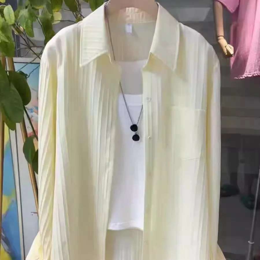 Loose Long Sve Women's irt Summer 2025 New Sle Sun Protection Cover up Lazy Faion Top Layered Clothing Korean Version