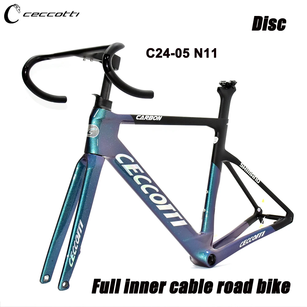 CECCOTTI  Carbon Bicycle Frame Work Thru Axle 12x142mm Ultra Light Disc Brake Cyclocross 700C Road Max 30mm Frameset