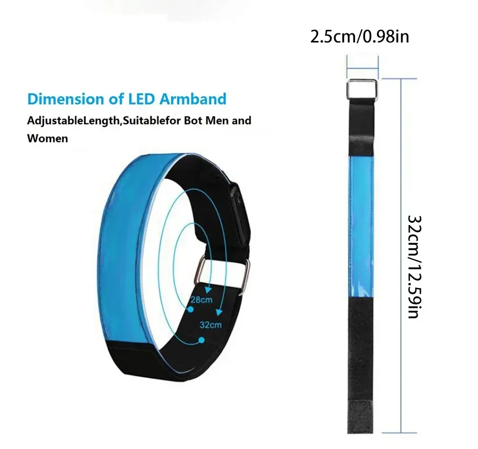 Running light Arm With LED Night Cycling Safety Warning Reflector Light Rechargeable Fiber Optic Light Easy to install