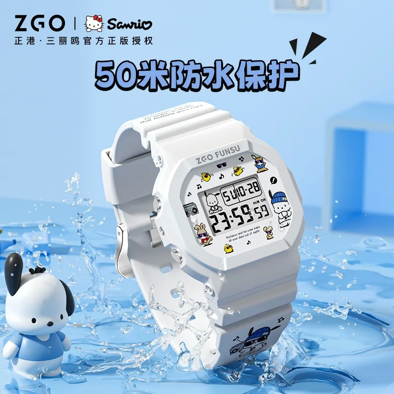 ZGO x Sanrio Pochacco Electronic Watch Children Students Cute Fashion Waterproof Luminous Chronograph Weekly Calendar 8611