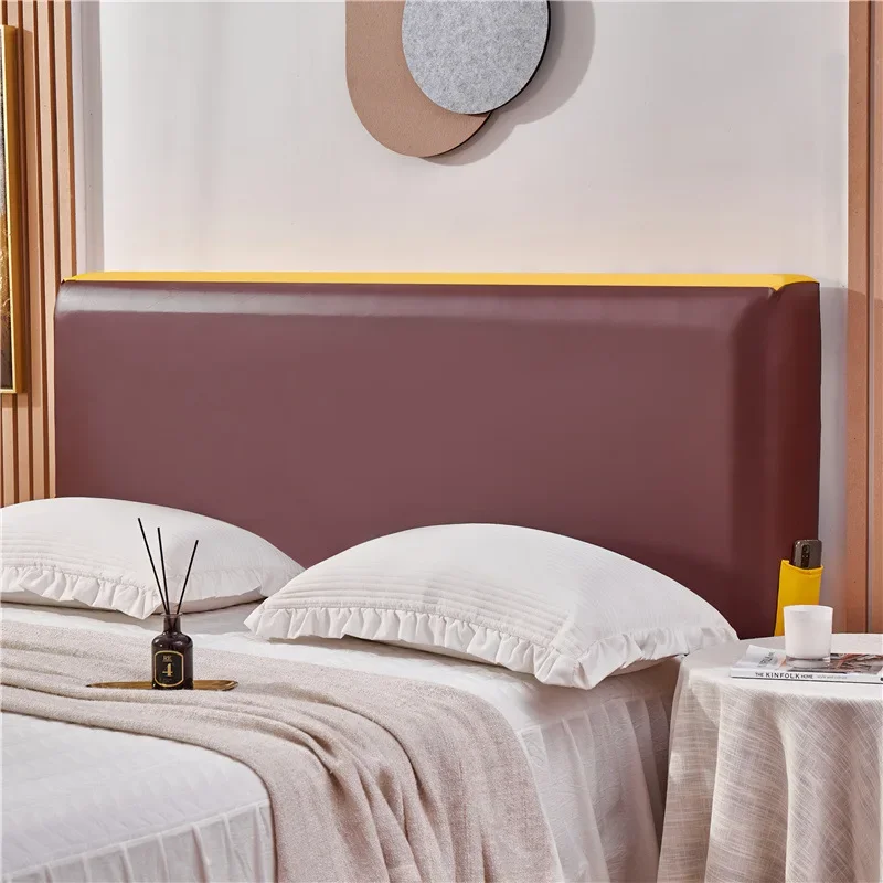 Solid Color Leather Bedhead Cover Anti Fouling Elastic Headboard Covers All-inclusive Waterproof Anti Scratch Bedhead Canopy