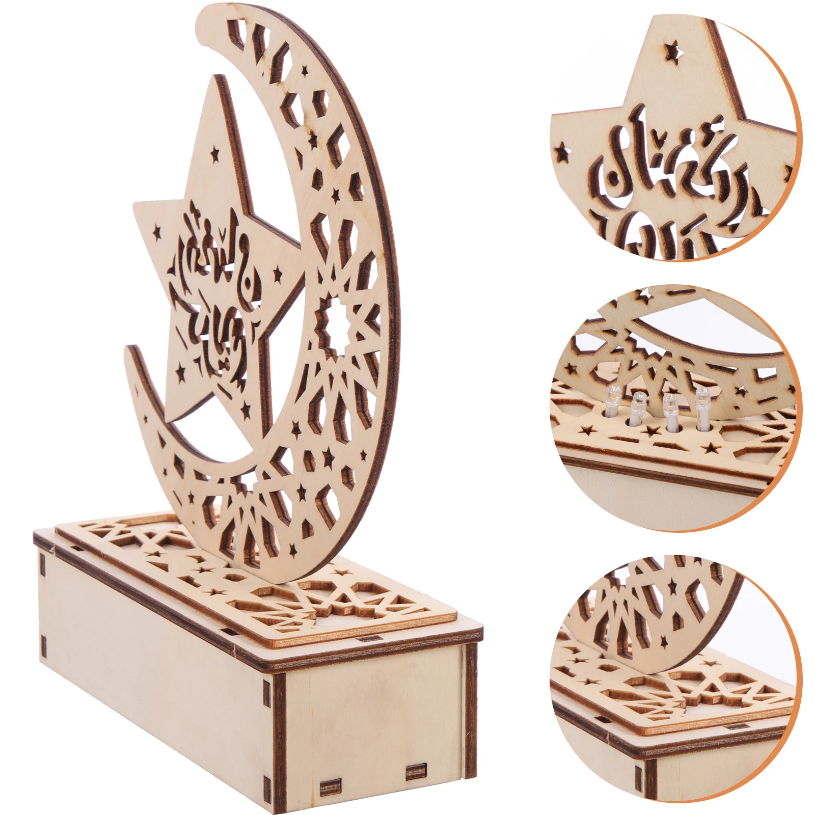 

Wooden Moon Light Ramadan Decoration Eid Mubarak Star Bedroom Decor Gift Ramadan Moon Lamp Islamic Decor Wood