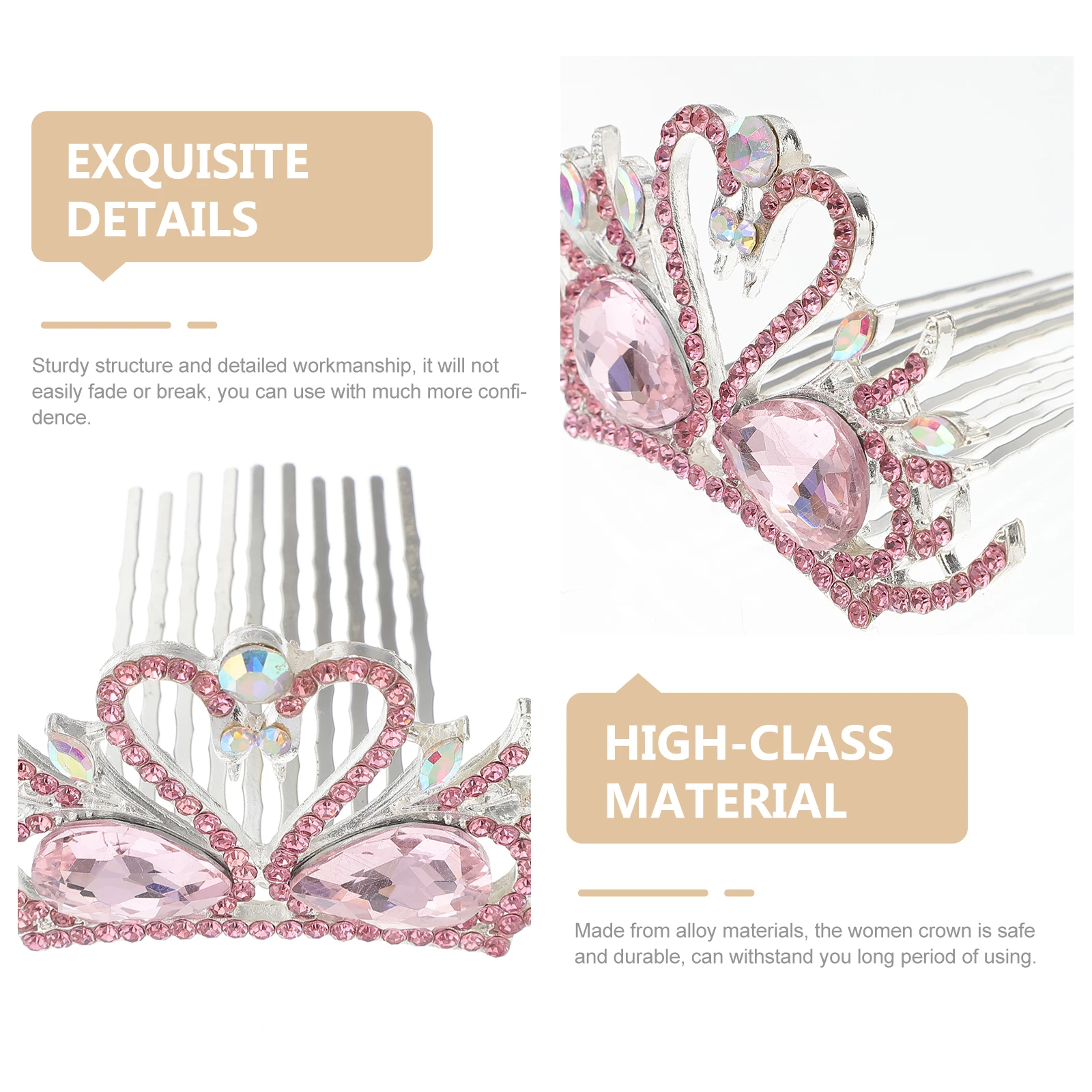 

Swan Crown Women Alloy Bridal Hair Accessories Pink Compact Durable Wedding Bride Tiara Jewelry Stage Hair Decor Tool