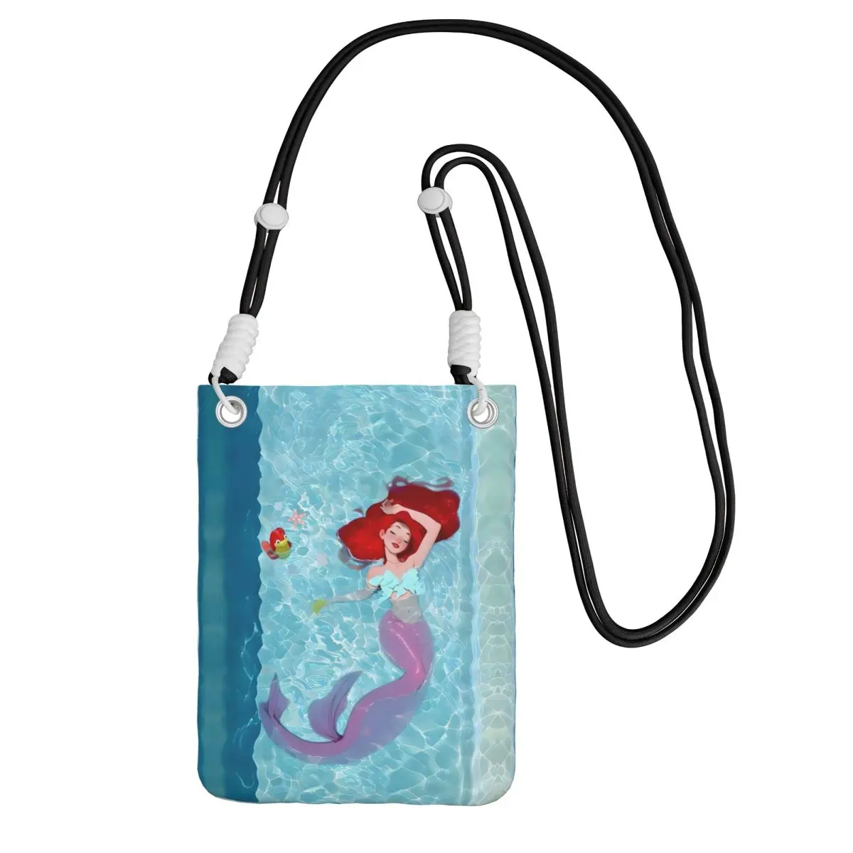 

Custom The Little Mermaid Mobile Phone Bag for Cycling Camping Men Women Cartoons Small Crossbody Purse Smart Phone Wallet Strap