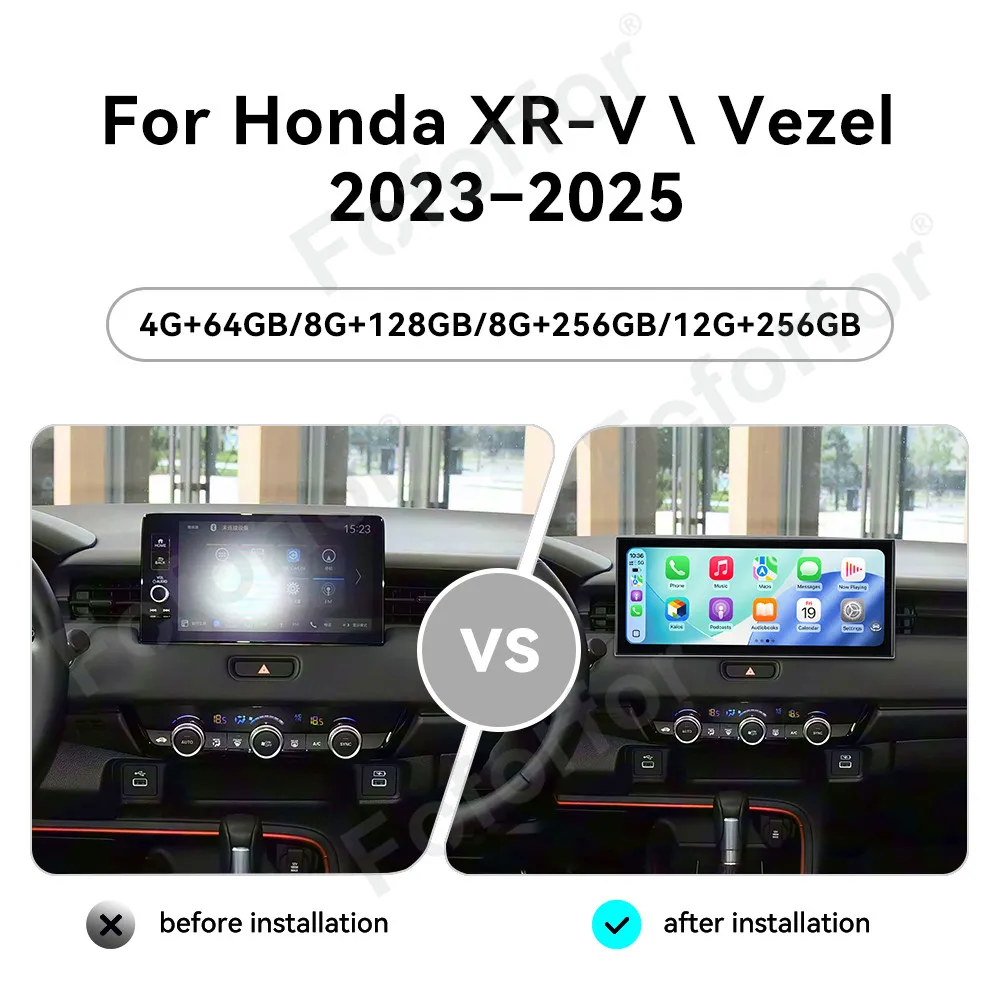 

15,8-дюймовый сенсорный HD-экран Android 15 с беспроводным CarPlay, GPS-навигацией, DSP-радио и аудиосистемой для Honda XR-V / Vezel 2023-2025