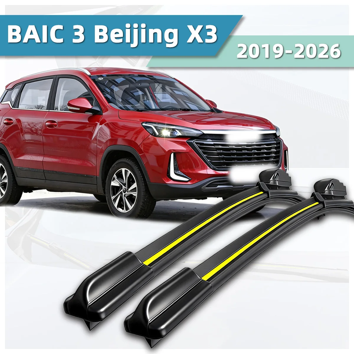 Escobilla Limpiaparabrisas Delantera Silenciosa Sin Hueso de Goma Natural para BAIC 3 Beijing X3 (2019-2026) - Repuesto Automotriz