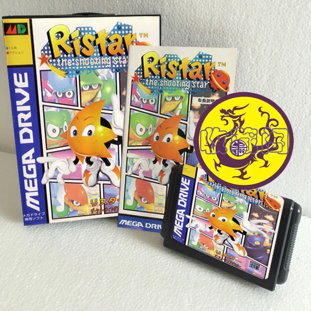 Ristar The Shooting Star  with Box and Manual Cartridge for 16 Bit Sega MD Game Card MegaDrive Genesis System