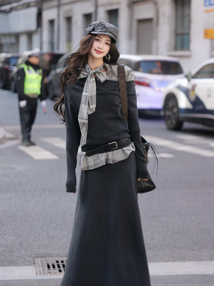 

Шерстяной вязаный свитер AZure с рукавами «летучая мышь», мягкий, теплый, с бантом на плече, с длинными рукавами, для повседневной носки и поездок на работу, в стиле кэжуал