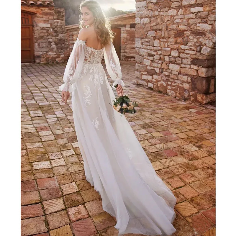 Vestidos de casamento sem alças vintage com mangas destacáveis, vestido de noiva sem costas, apliques de renda, vestidos formais, querida, 2 maneiras de usar