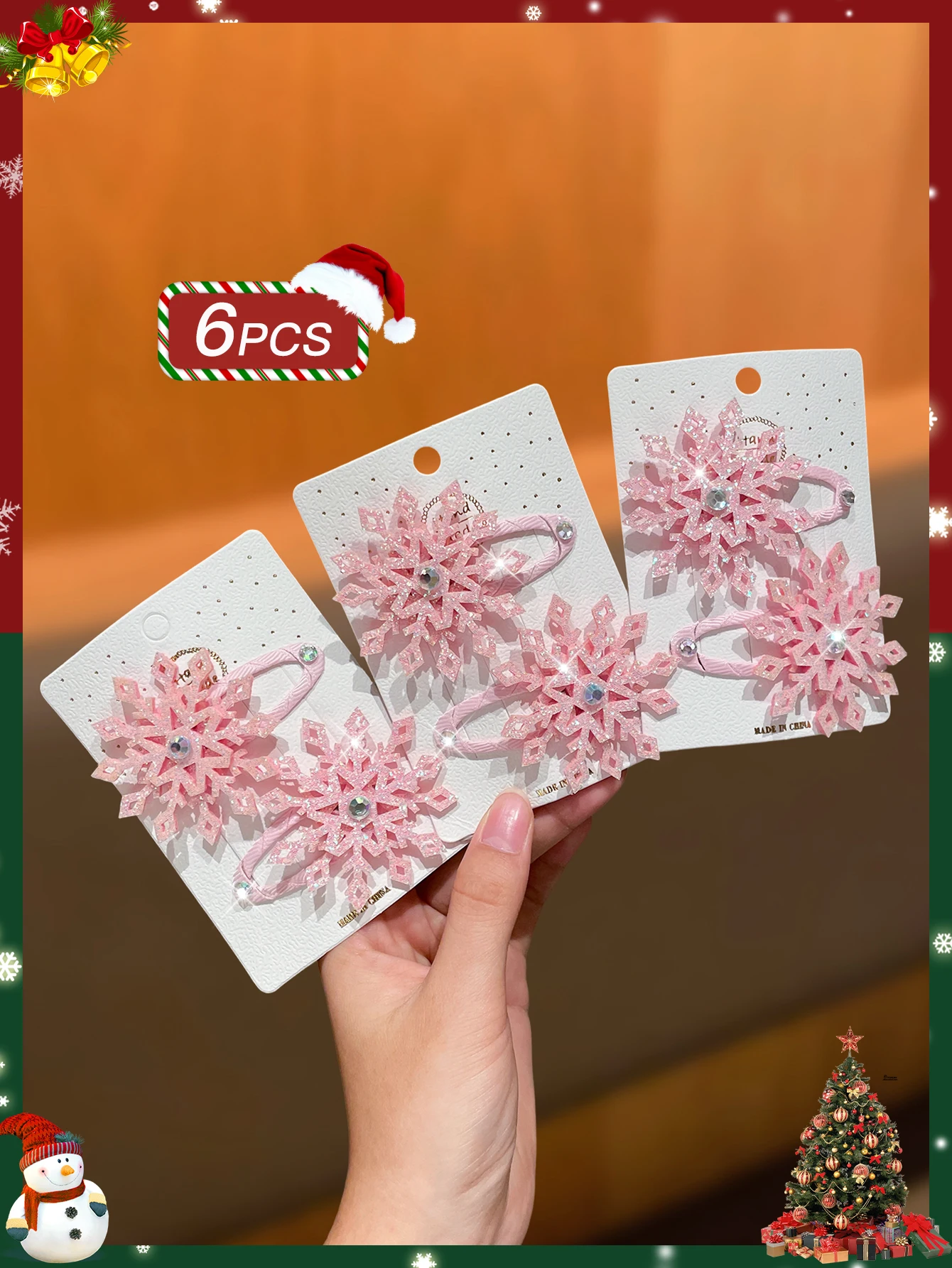 

6pcs Fashionable Elegant Cute Christmas Hair Accessories Hairpins for Ladies Stylish Hair Decorations Christmas Gifts