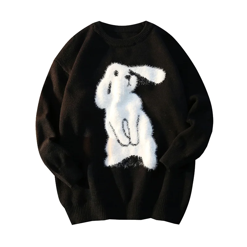 Kawaii White Rabbit Oversized Pullovers Woman Spring Autumn Winter New Japanese Style Girls Cute Loose Sweater Cheap Wholesale