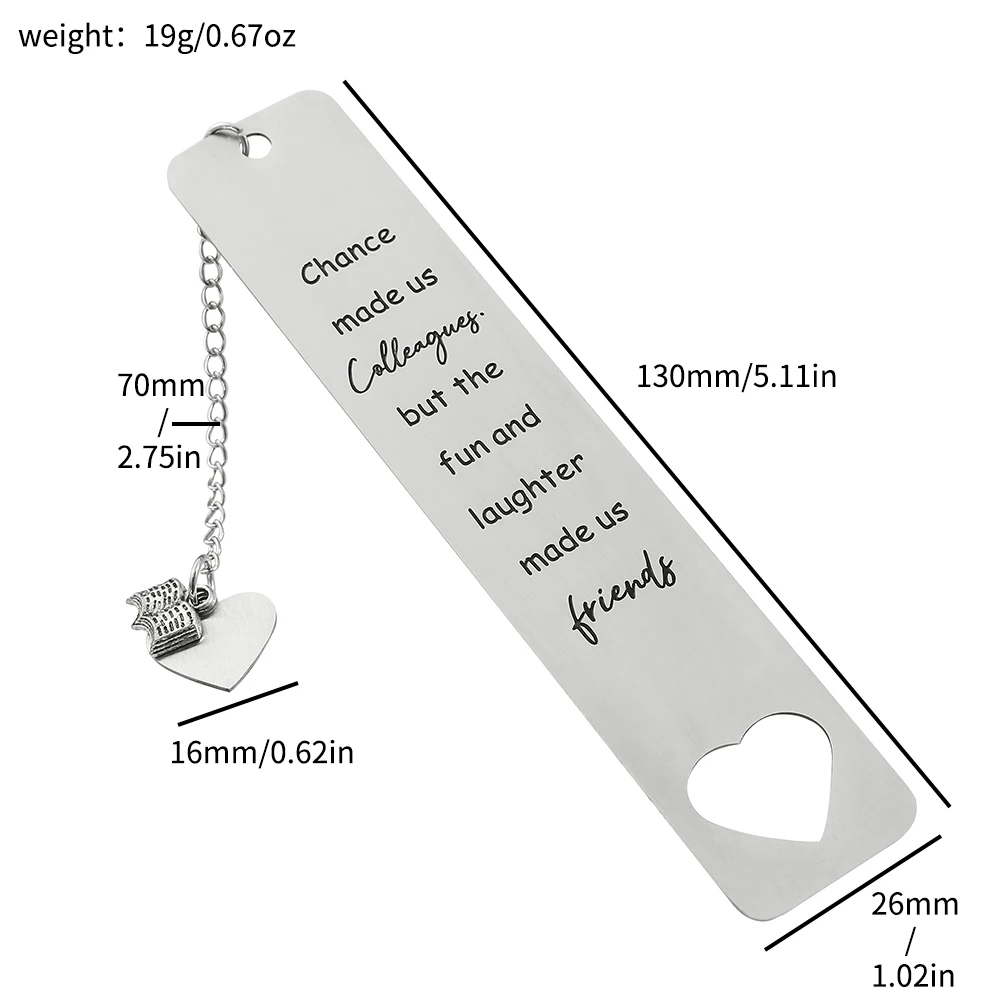 Metal Aço Inoxidável Amor Bookmark, Carta Leitura Bookmark, Material de aprendizagem, Padrão do presente do professor