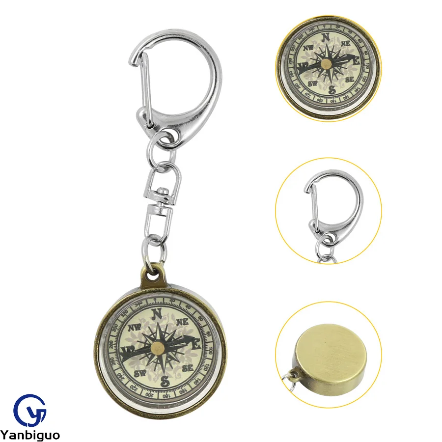 

Compass Keyring，2PCS Portable Mini Pocket Keychain Vintage Zinc Alloy Compact Pocket Keychain for Outdoor Navigation Tools