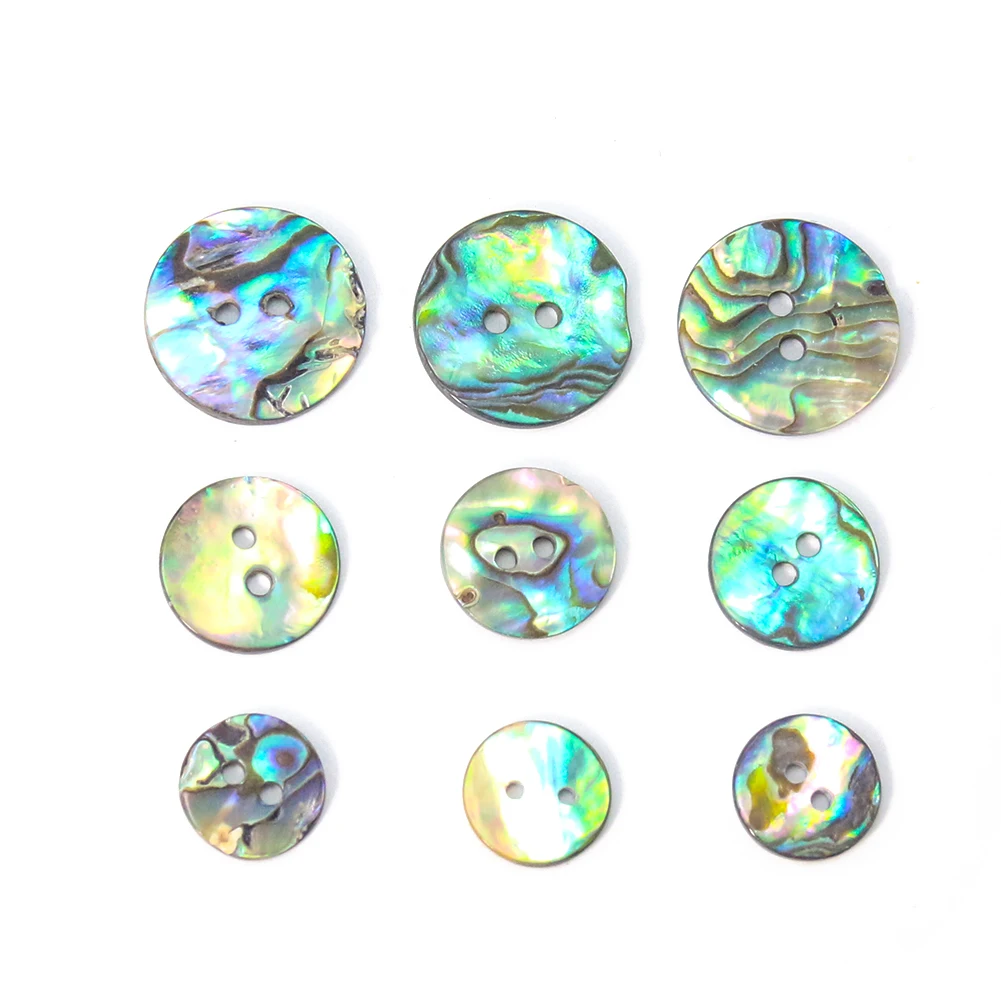 

10PC Real New Zealand Abalone Shell Sparkling Round 2-hole Flatback Button Spacer Pendant Scrapbook Apparel Sewing Embellishment