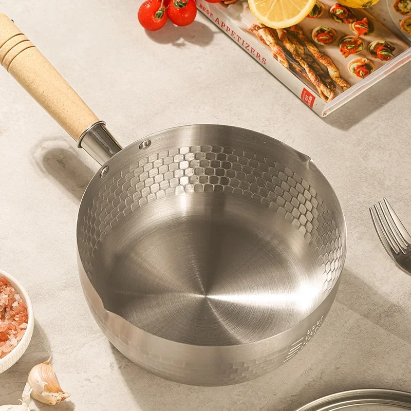 

304 Stainless Steel Snow Pan Household Cooking Noodle Soup Cooking Big Sauce Soup Cooking Sin Ramen Non-Stick Pan