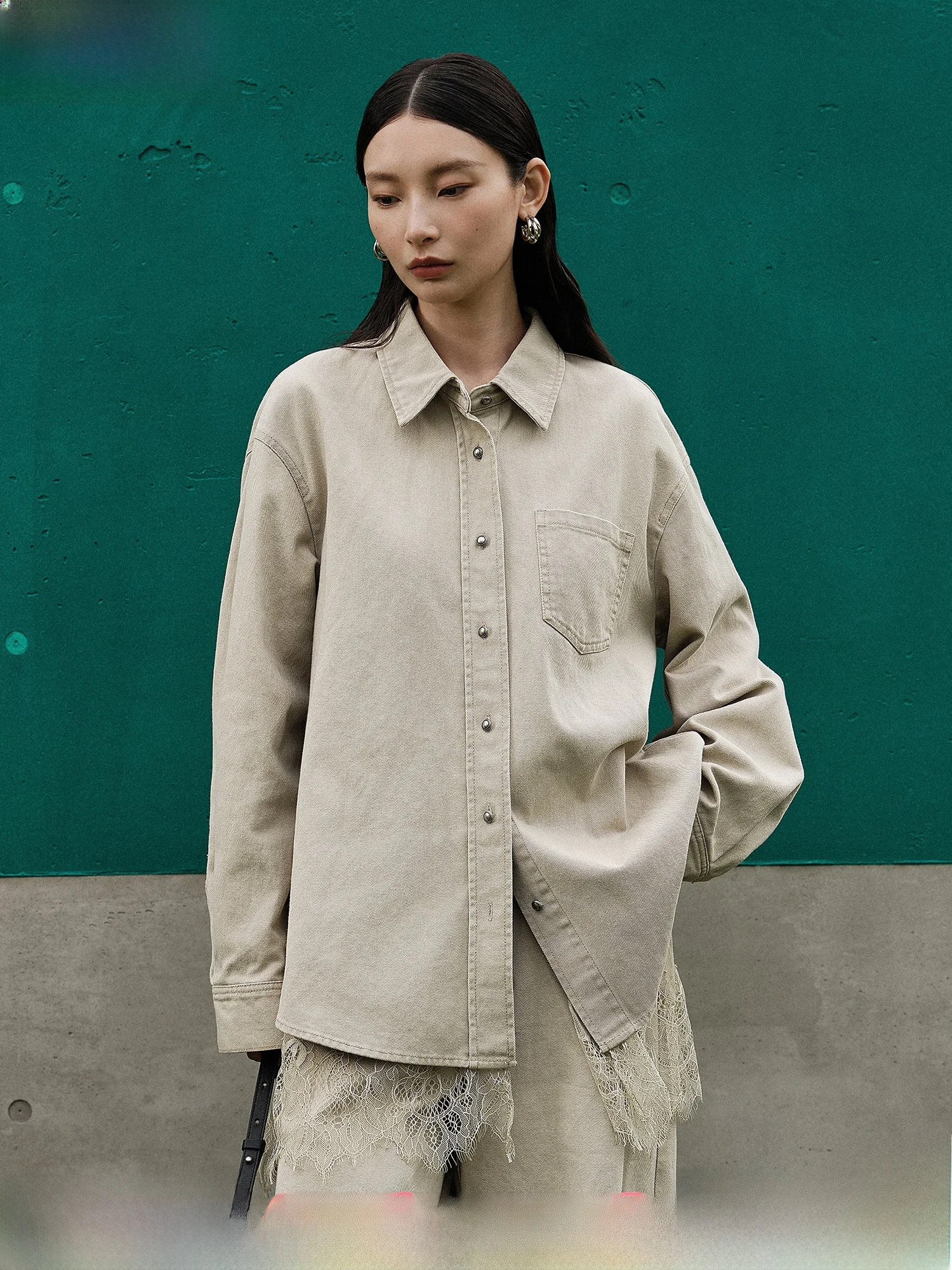 

Ci Countryside irt Women's Spring New Loose Long Sve Casual Commute Outerwear Top Faionable mat Sle Cotton ...