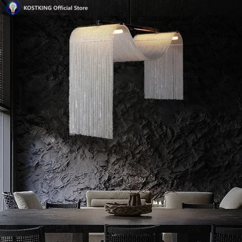 Waterfall Tassel Metal Pendant Lights Modern Designer LED Home Decor Hanging Lamps for Ceiling Living Room Chandelier Lighting