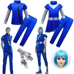 Kids Zombie 3 Alien Cosplay Costume with Gloves Wig Boys Girls Party Bodysuit Cheerleading Halloween Carnival Fancy Dress Set