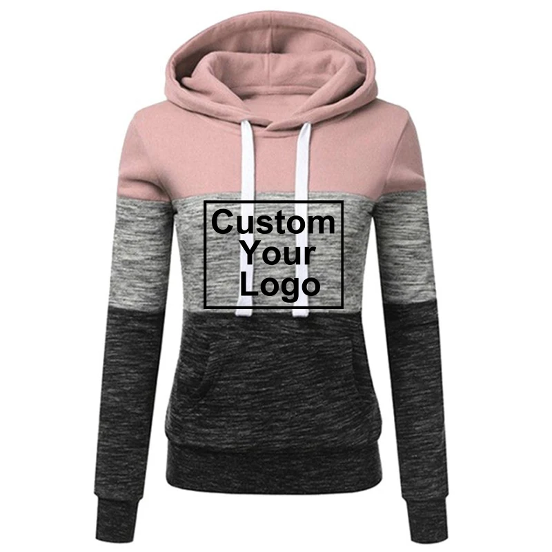 Customized logo hot selling women's tricolor patchwork sportswear casual women's printed hoodie