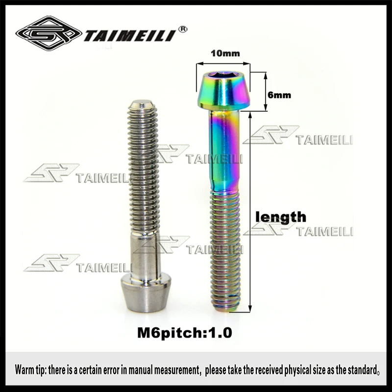 Bullone in titanio testa conica M6 * 10/16/20/25/30/35/40/50/55/60/65mm vite di ricambio per bicicletta e moto