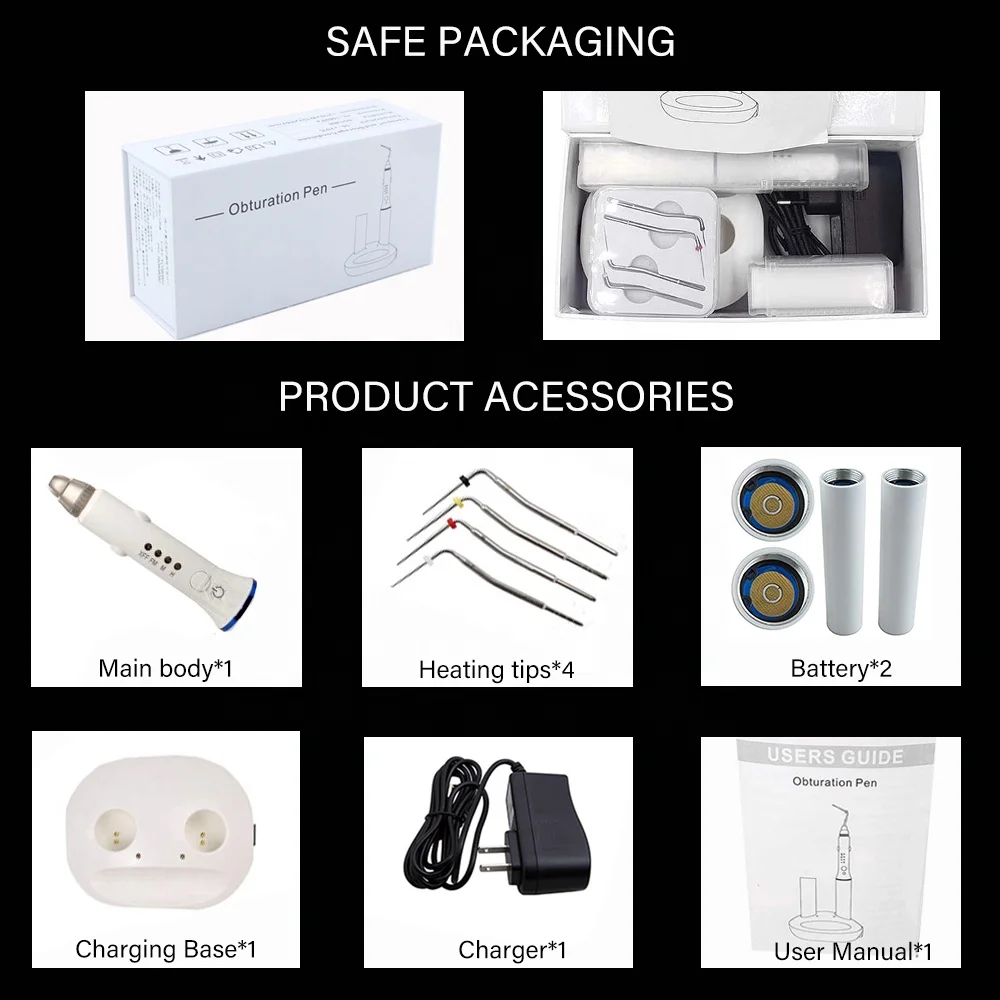 den tal système d'obturation sans fil Gutta Percha stylo chauffant Endodontique Endo 4 pointes Double charge